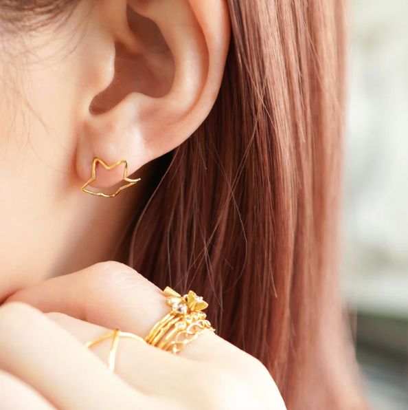 Curved Star Stud Earrings