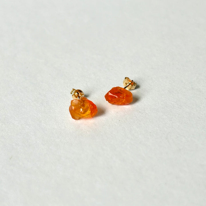 Fire Opal Rough Stone Earrings