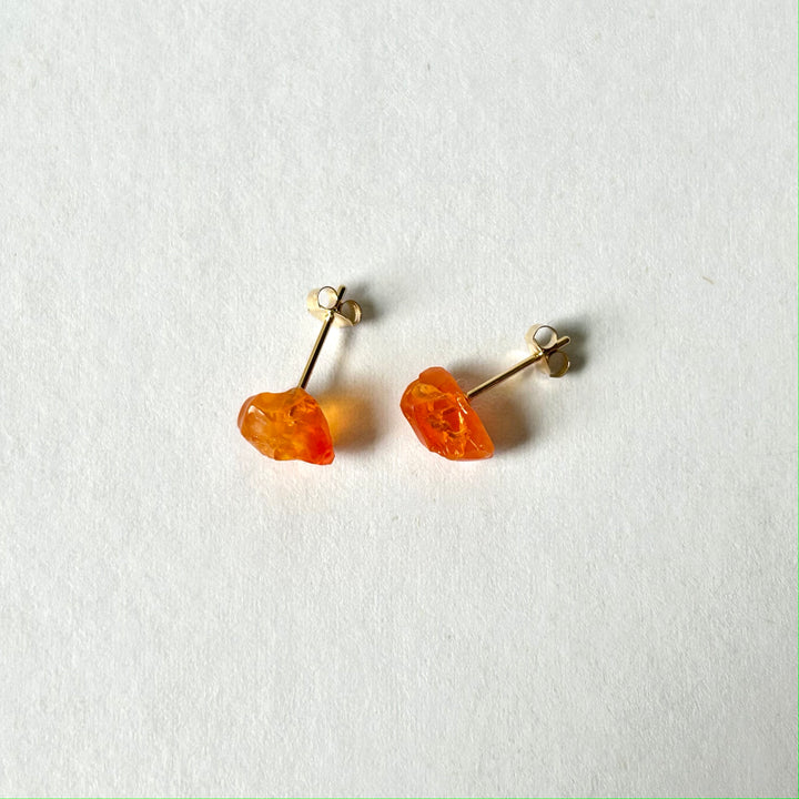 Fire Opal Rough Stone Earrings