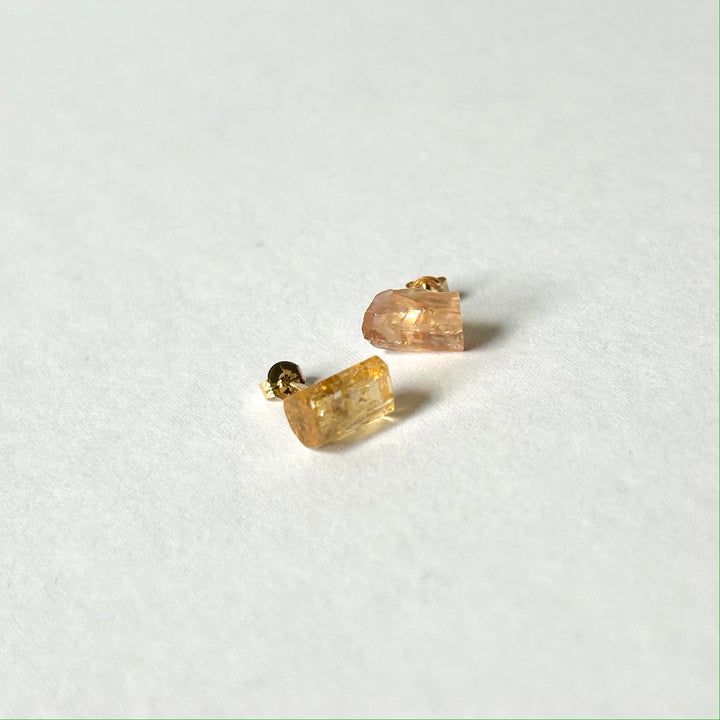 Imperial Topaz Rough Stone Earrings