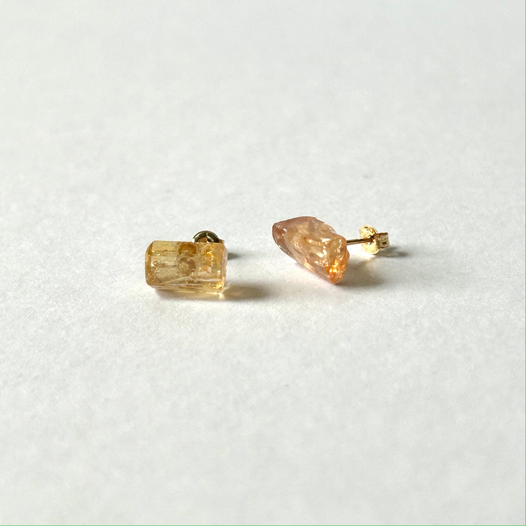 Imperial Topaz Rough Stone Earrings