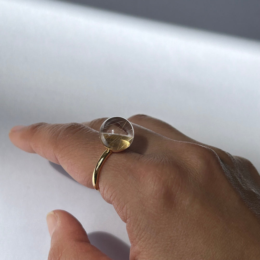 Small Rutilated Quartz Gyoku Ring