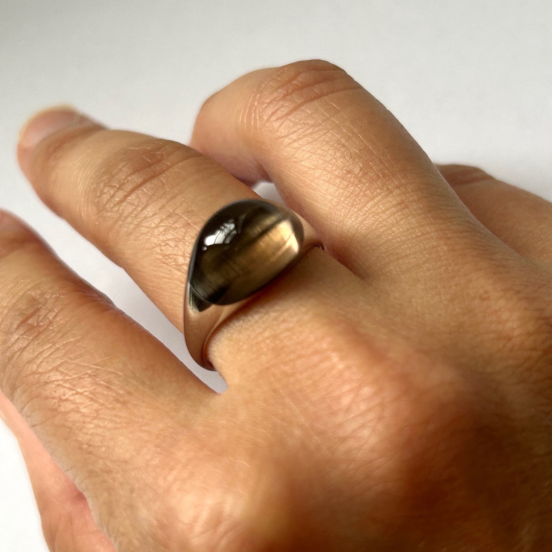 Smoky Quartz Mini Round Rock Ring