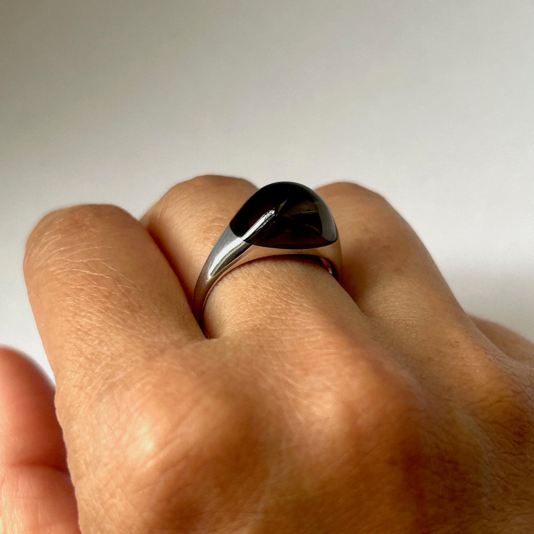 Smoky Quartz Mini Round Rock Ring