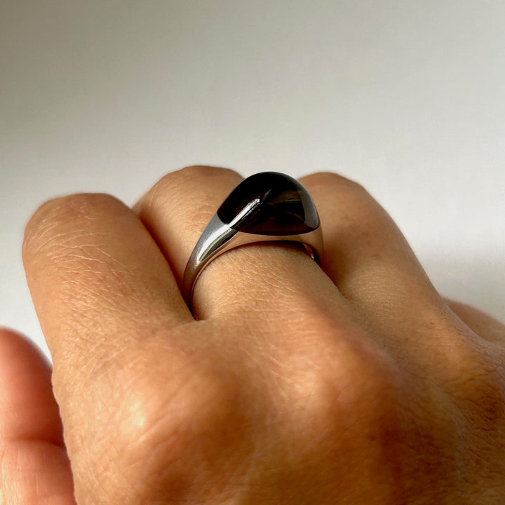 Smoky Quartz Mini Round Rock Ring