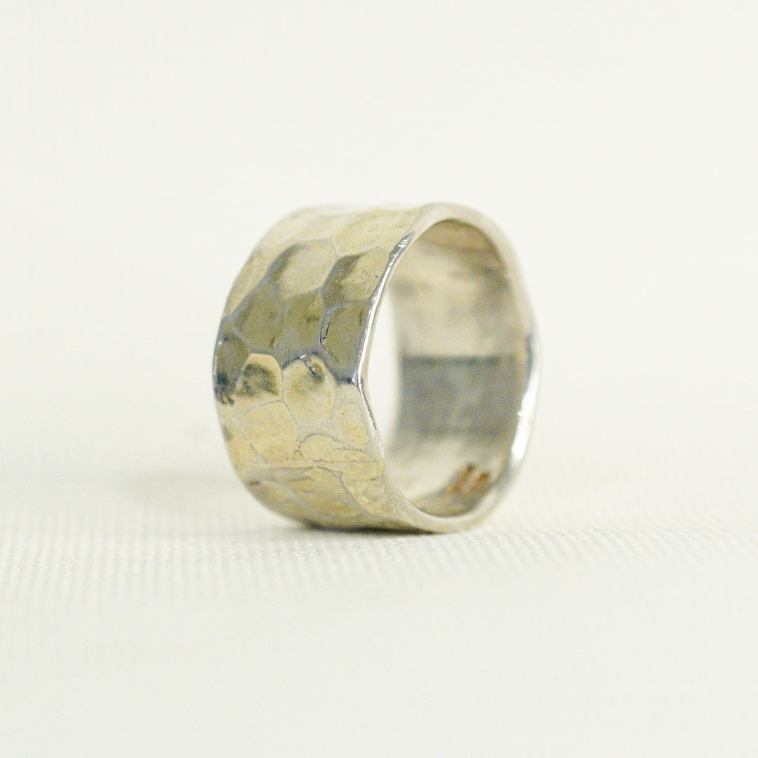 10mm Hammered Silver Ring
