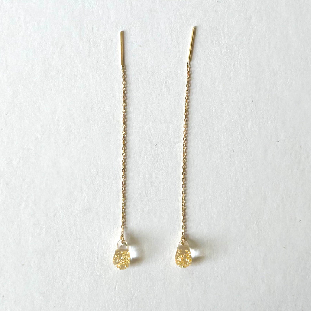 Thread Through Chain Earring Pure Gold Bubble Thread-through Chain Earrings – ansun
