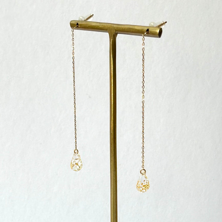 Pure Gold Bubble Thread-through Chain Earrings