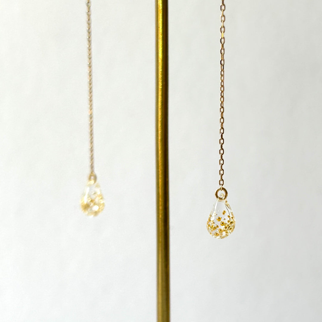 Pure Gold Bubble Thread-through Chain Earrings