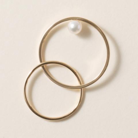 Double Ring with Akoya Pearl