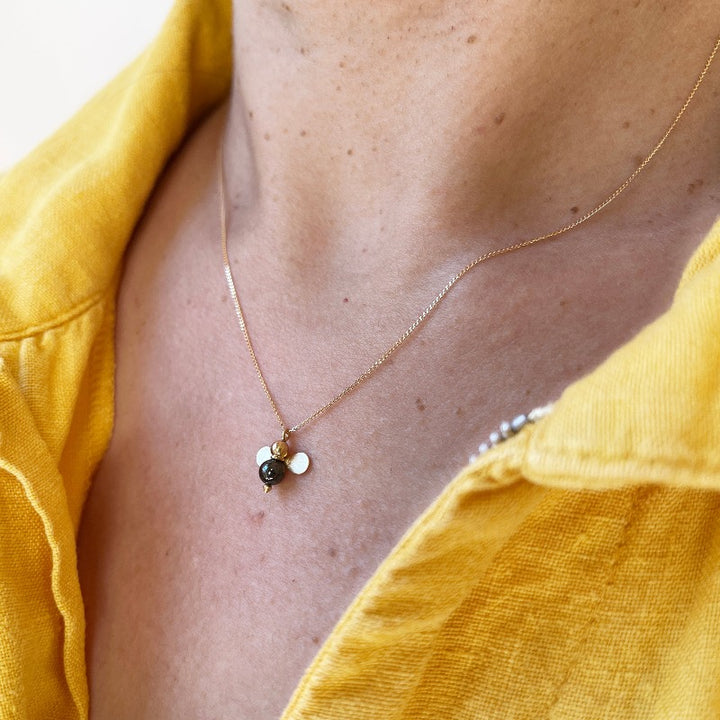 Honey Bee Black Diamond Necklace