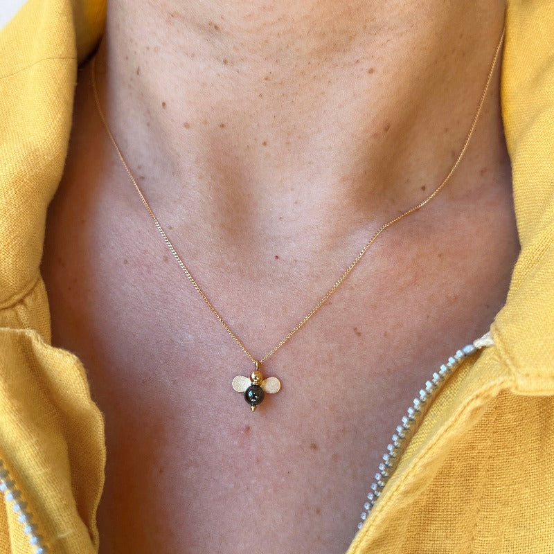 Honey Bee Black Diamond Necklace